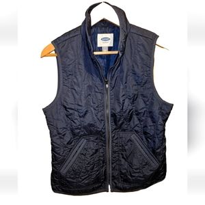 OLD NAVY Women Vest Jacket Full Zip Quilted Woven Navy Hiking Outdoor M Puffer